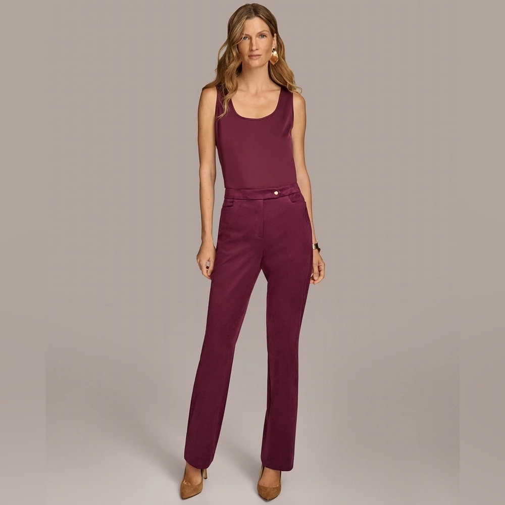 Donna Karan New York Women’s Straight-Leg Faux-Suede Pants Size 8